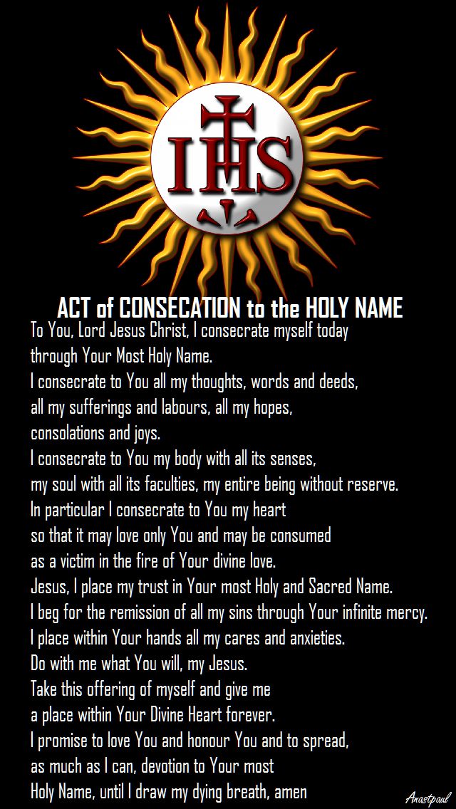 CONSECRATION HOLY NAME