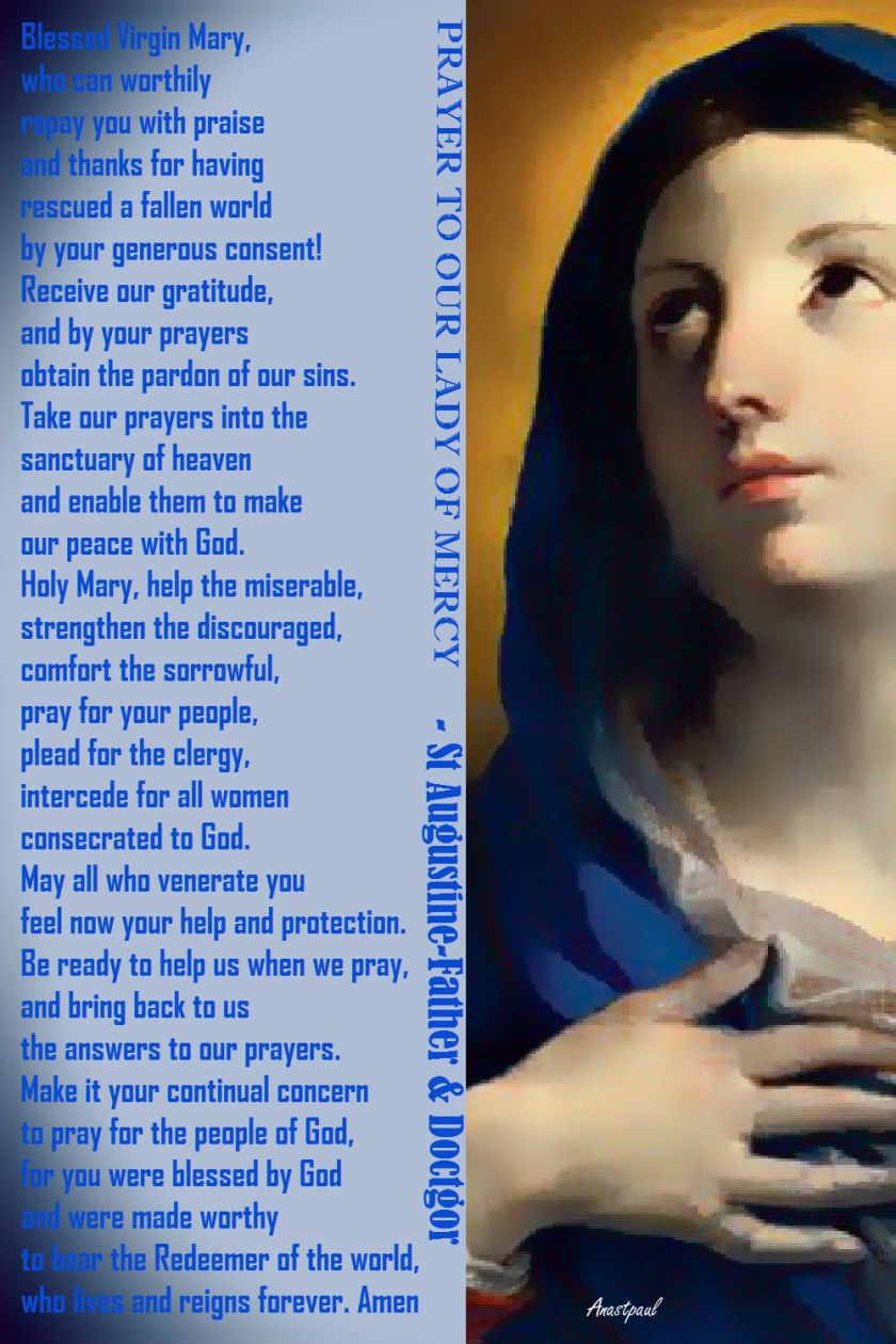 PRAYER TO OUR LADY OF MERCY-ST AUGUSTINE