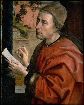 475px-Van_der_Weyden,_Saint_Luke_Drawing_the_Virgin,_Luke_detail