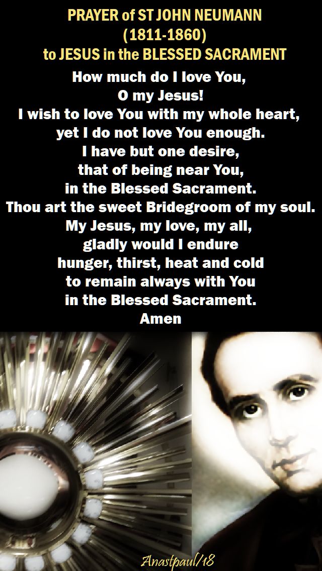 how much do I love You O my Jesus - st john neumann - prayer to jesus in the holy eucharist - 5 jan 2018- NO 2