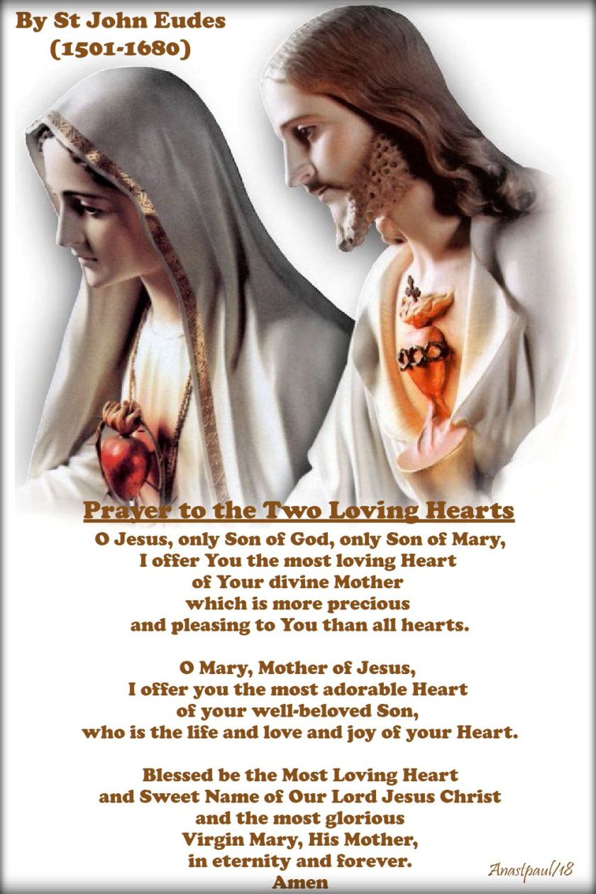 prayer to the two loving hearts by st john eudes - 18 june 2018