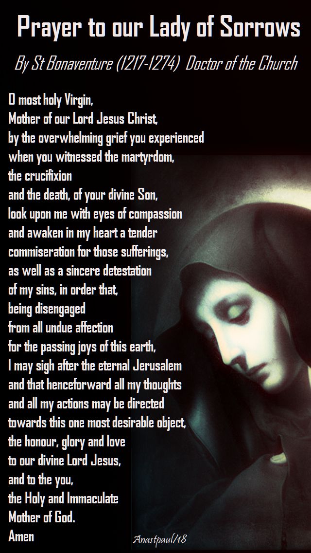 prayer to our lady of sorrows - st bonaventure - 1 sept 2018