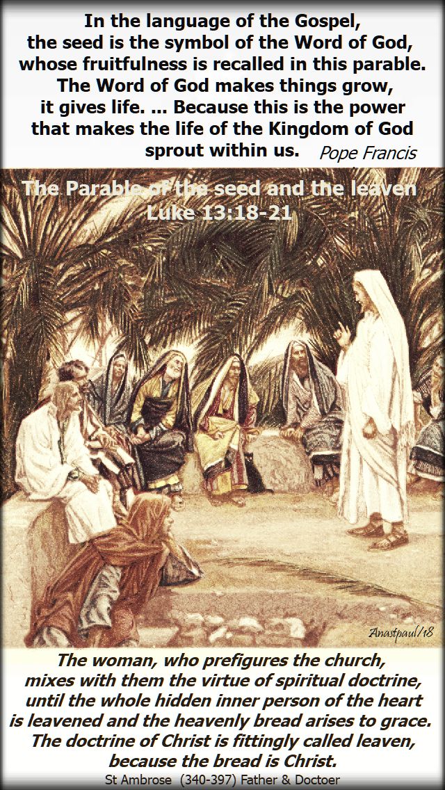 the parable of the seed and the leaven luke 13 18-21 pope francis st ambrose - 30 oct 2018