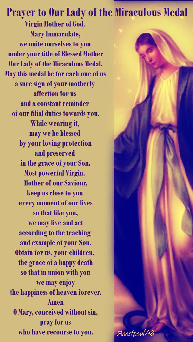 prayer to our lady of the miraculous medal - 2- 27 nov 2018