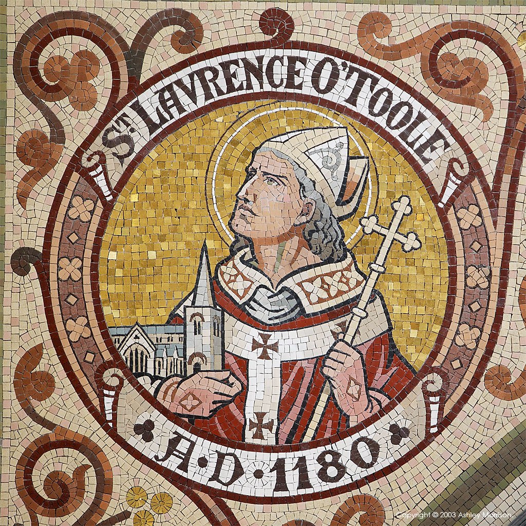 Mosaic medallion of St Lavrence O'Toole in St Patrick's Cathedral in Armagh.