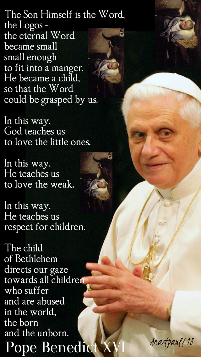 the son himself is the word, the logos - pope benedict 25dec2018